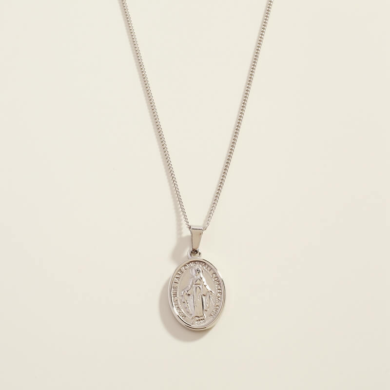 Silver Virgin Mary Necklace